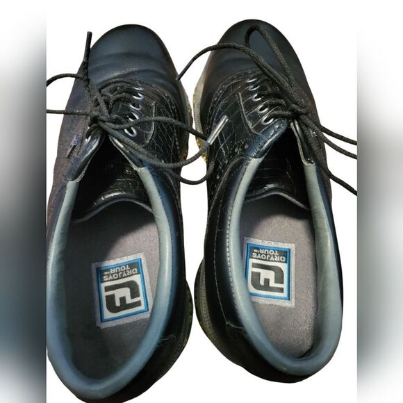 Footjoy Dryjoys Tour Saddle Spiked Mens Golf Shoes, Size 8W - Picture 4 of 13